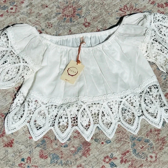 Anthropologie RAGA LA Bohemian Stevie Nicks Style White Flowy Cropped Blouse - Picture 2 of 13